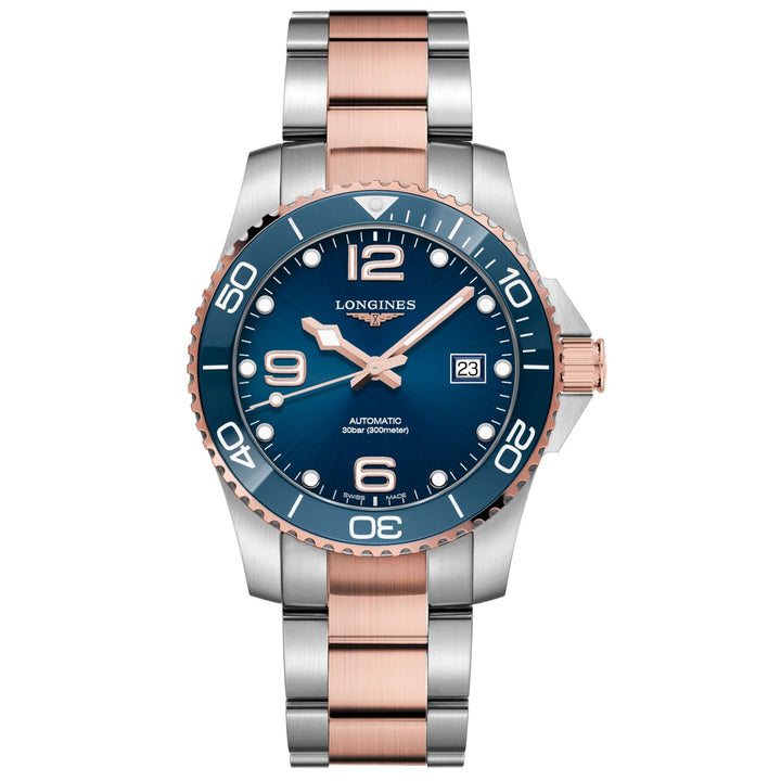 Longines orologio HydroConquest 41mm blu automatico acciaio finiture PVD oro rosa L3.781.3.98.7