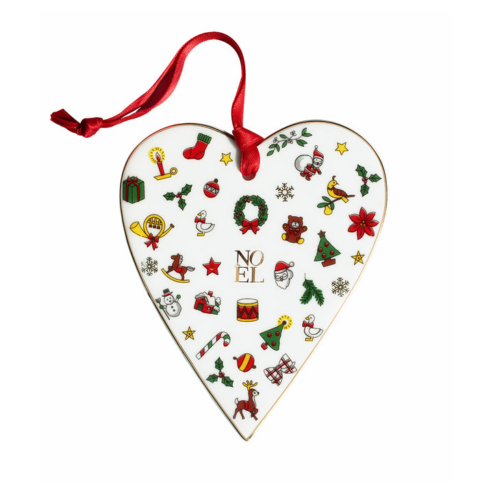 Taitù decorazione cuore Merry Christmas 10cm porcellana Fine Bone China 12-6-22-G - Gioielleria Capodagli
