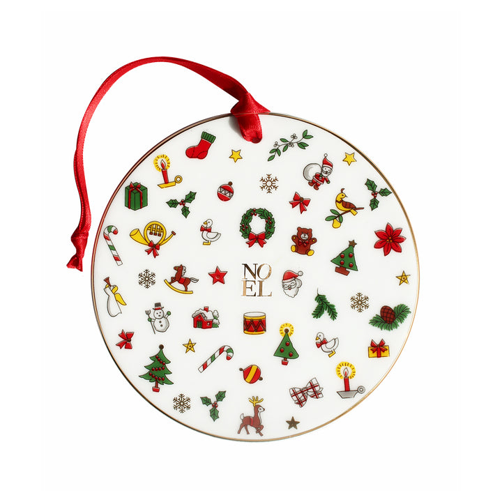 Taitù decorazione cerchio Merry Christmas 10cm porcellana Fine Bone China 12-6-26-G - Gioielleria Capodagli