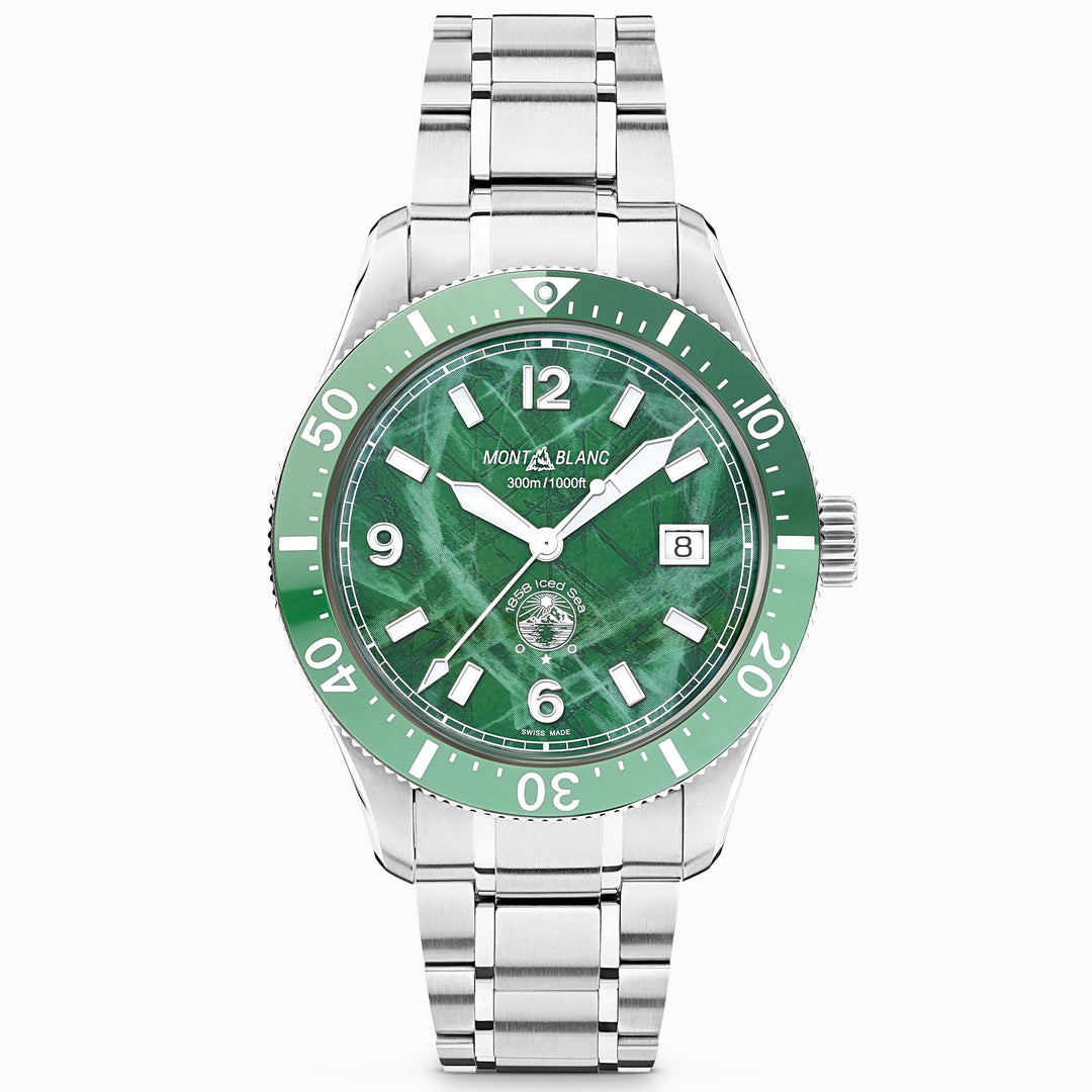 Montblanc ساعة 1858 Ice Sea Automatic Date 41mm اللون الأخضر الفولاذ التلقائي 129373
