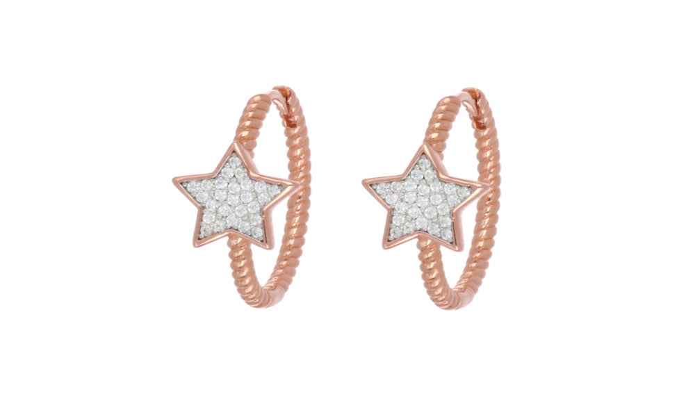 Hearts Milan Circle Earrings Falling Star Spiga Collection Silver 925 Finish PVD Gold Rose 24917179