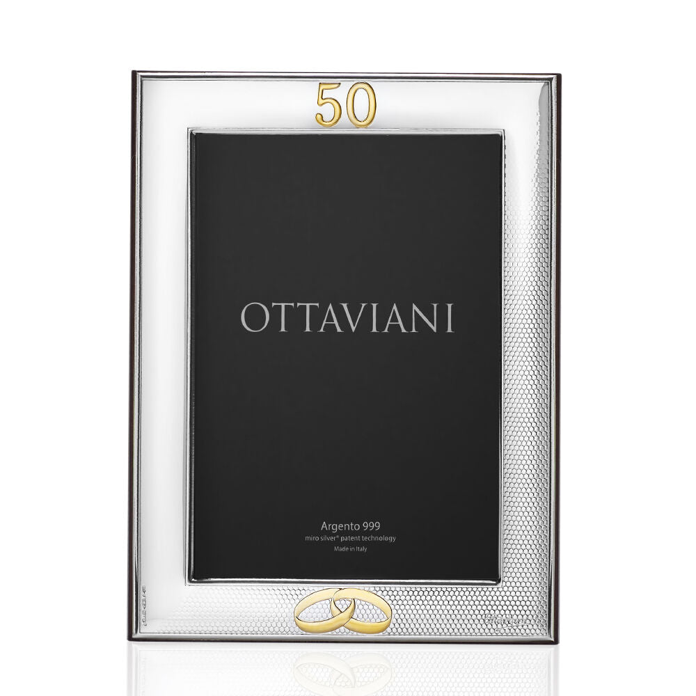 オッタヴィアーニのフォトフレーム50年結婚式13x18cmシルバーラミネート5015A