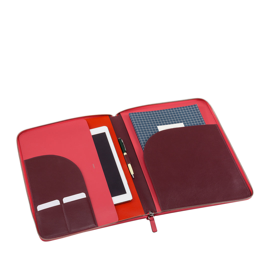 DuDu Porte-documents en cuir A4 Porte-Bloc Bureau Porte-Blocs iPad Multicolore avec Zip