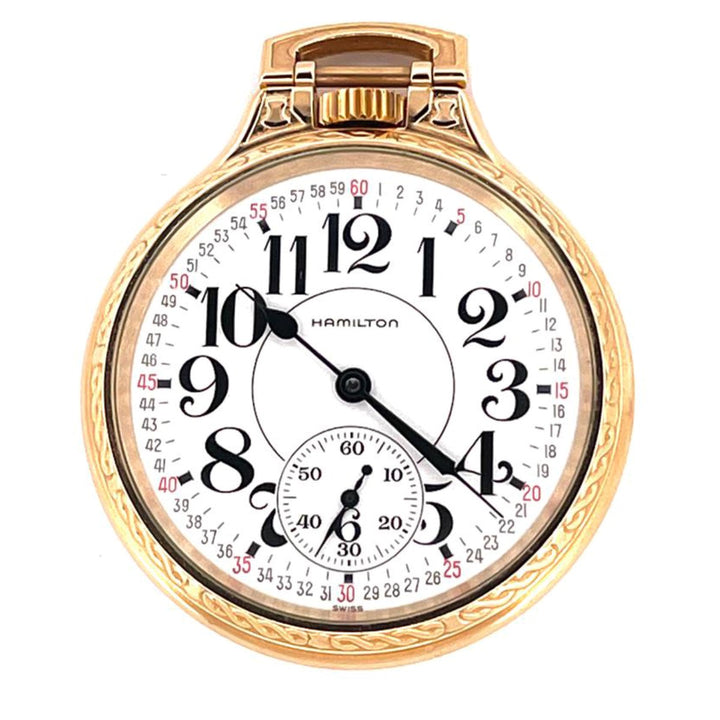 هاميلتون ساعة جيب لانكستر 51MM الأبيض دليل لف الفولاذ النهاية PVD الذهب الأصفر 613212
