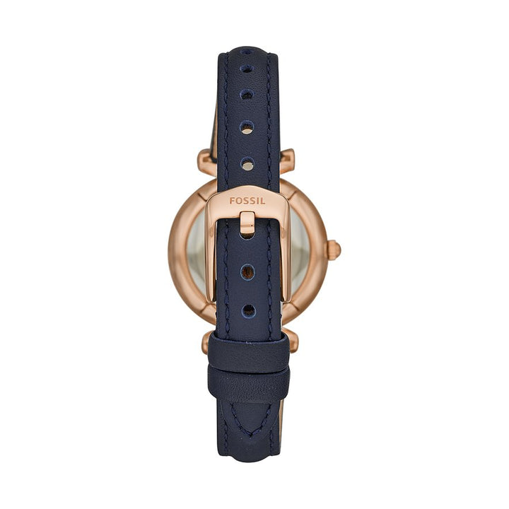 Reloj Fosssil Carlie Mini 28mm nácar de cuarzo de acero con acabado PVD oro rosa ES4502