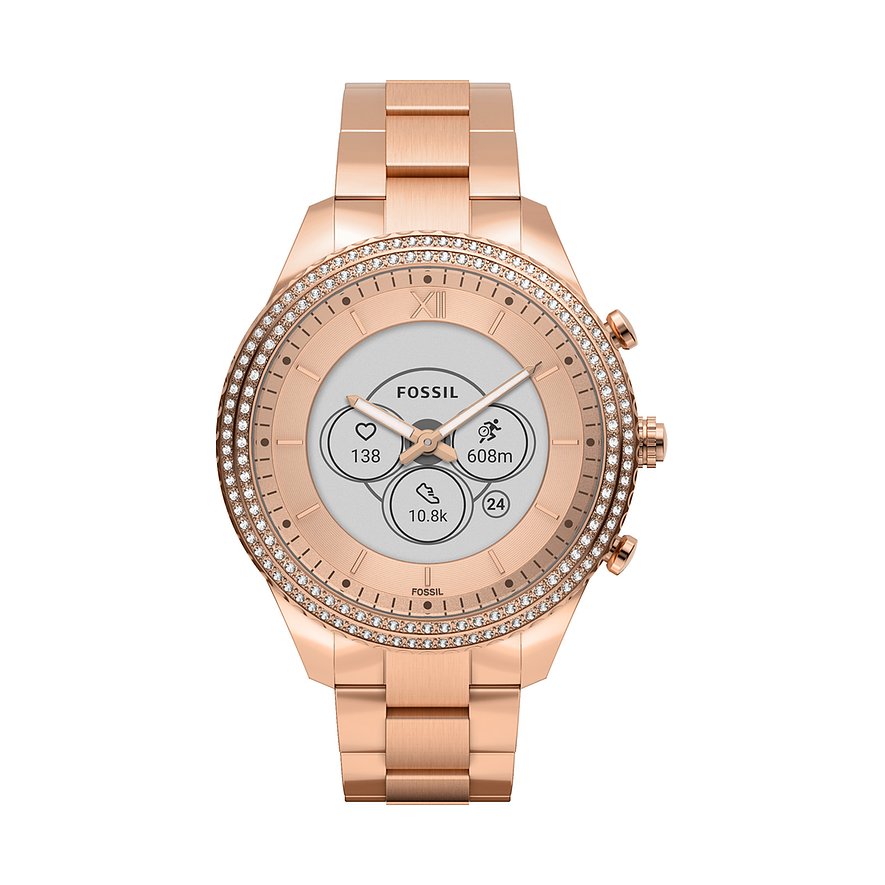 Fossil orologio smartwatch ibrido Stella Gen 6 41mm rosa acciaio finitura PVD oro rosa FTW7063