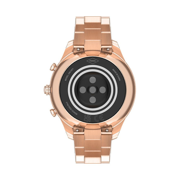 Fossil montre smartwatch hybride Stella Gen 6 41mm rose acier finition PVD or rose FTW7063