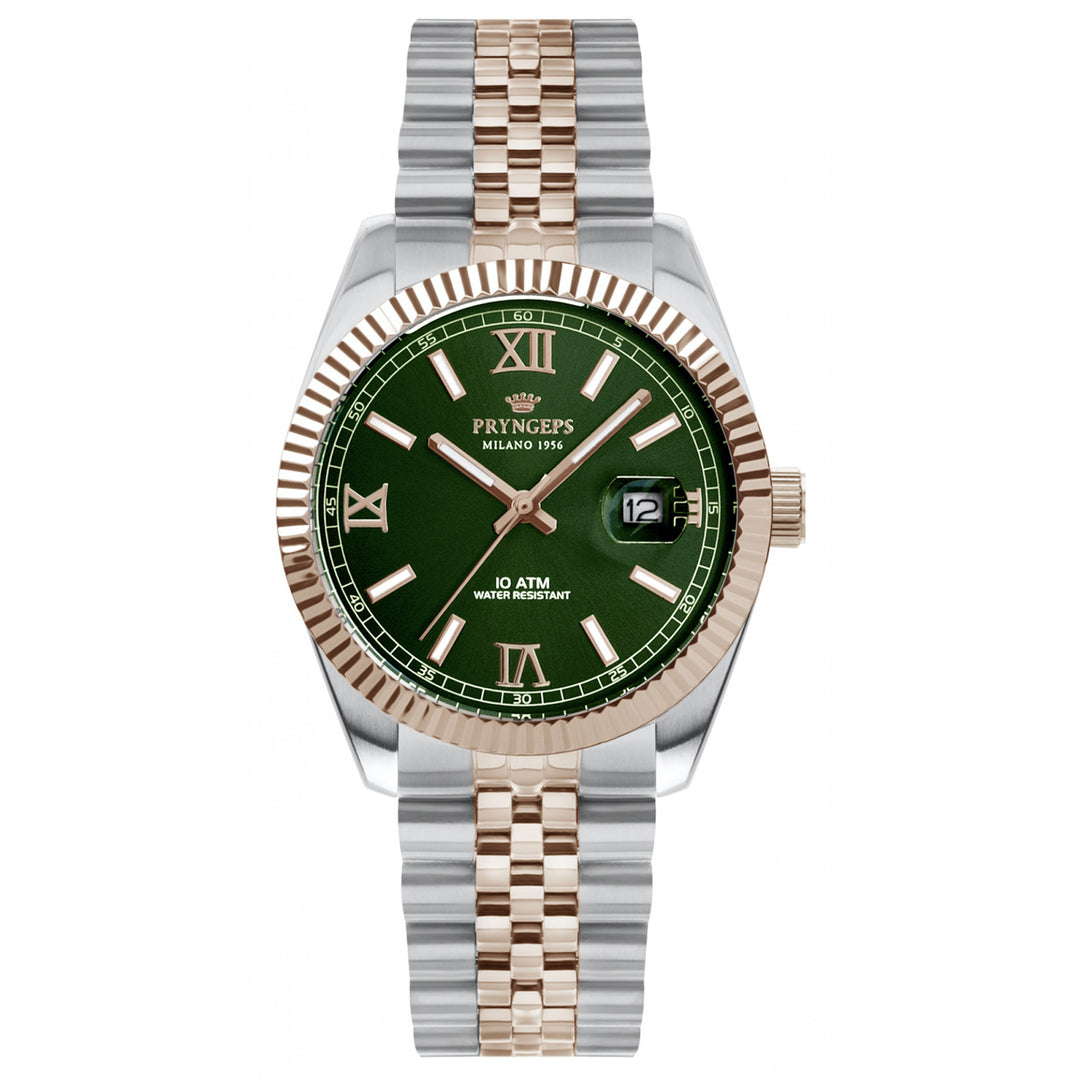Pryngeps часы Erre X 32mm зеленый стали отделка PVD розовое золото кварцевый A822/2 VE