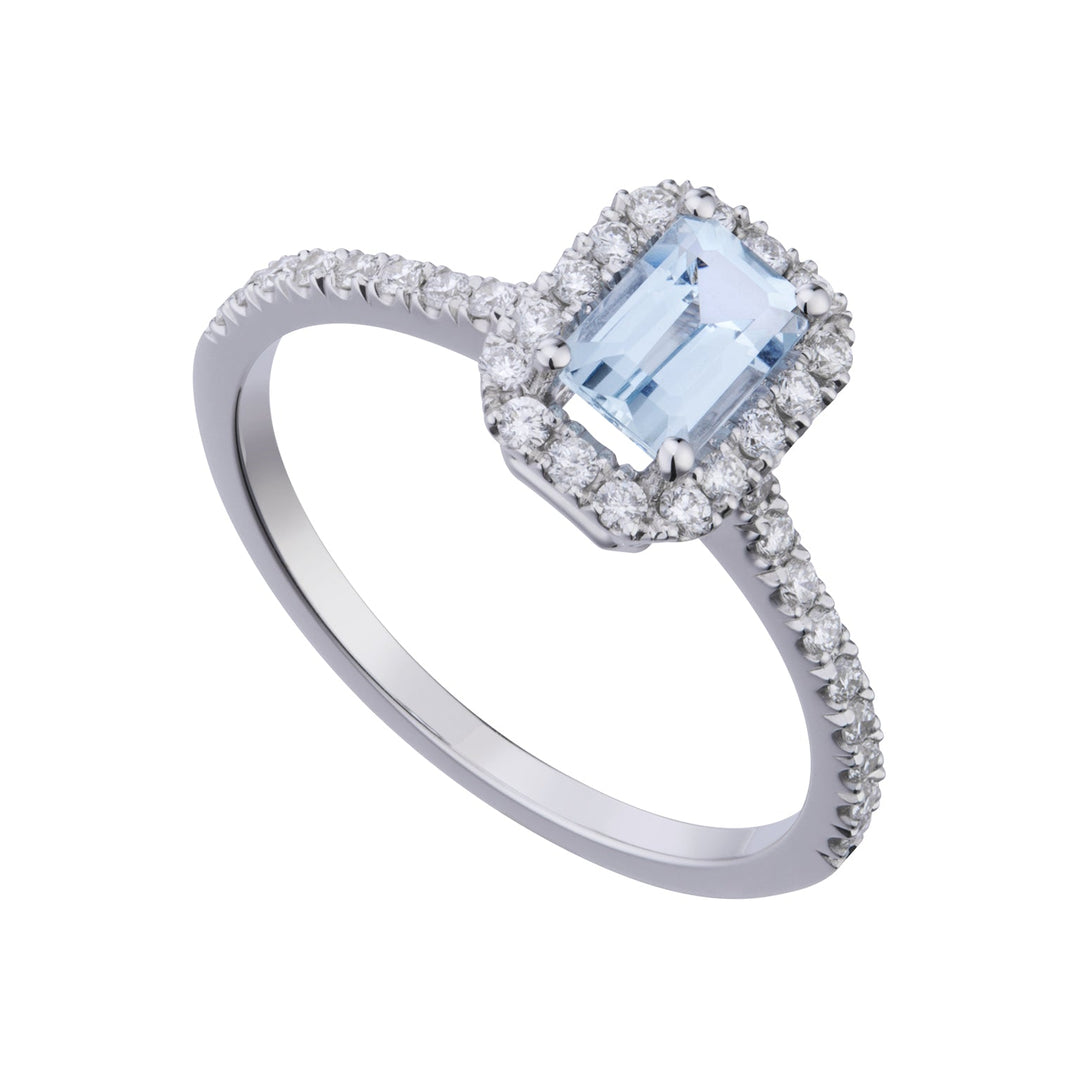 Golay Ring Diamonds and Aquamarine Octagonal