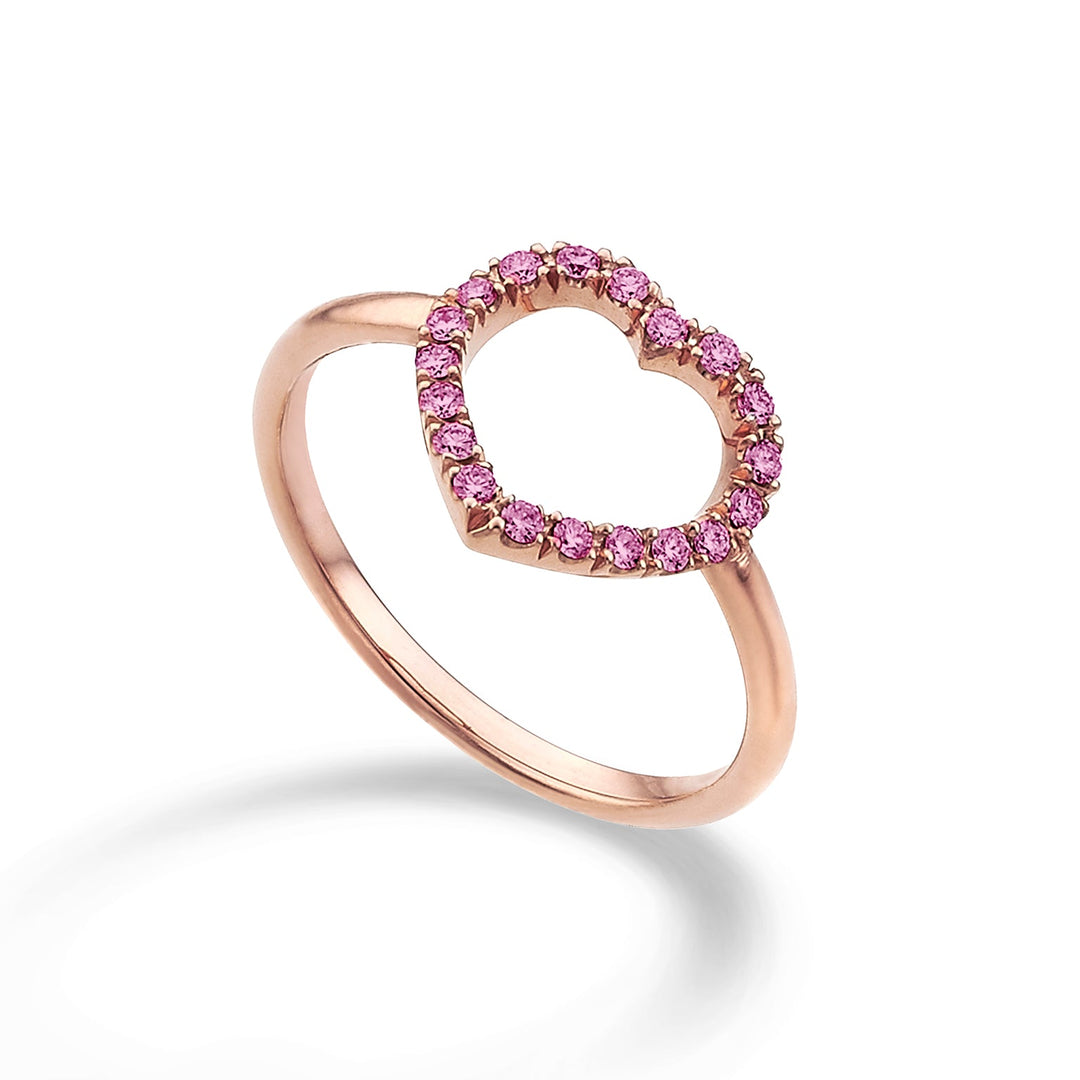 Golay Middle Heart Ring with Pink Sapphires