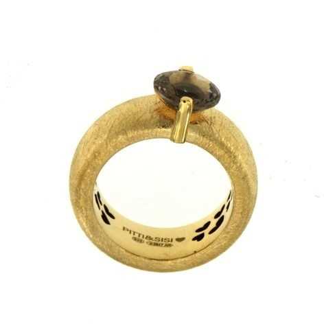 Кольцо Pitti и Sisi Радуга стерлингового серебра 925 PVD желтого золота с кварцевым дымом AN 8583G / 057