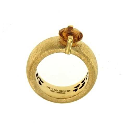 Кольцо Pitti и Sisi Радуга стерлингового серебра 925 с отделкой PVD желтого золота Кварцевый коньяк AN 8583G/087