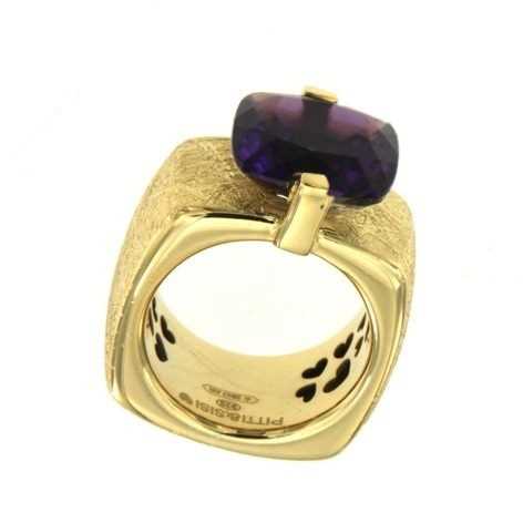 Pitti a Sisi Rainbow Ring Silver 925 Finish PVD Gold Yellow Quartz Purple A 8591G/086
