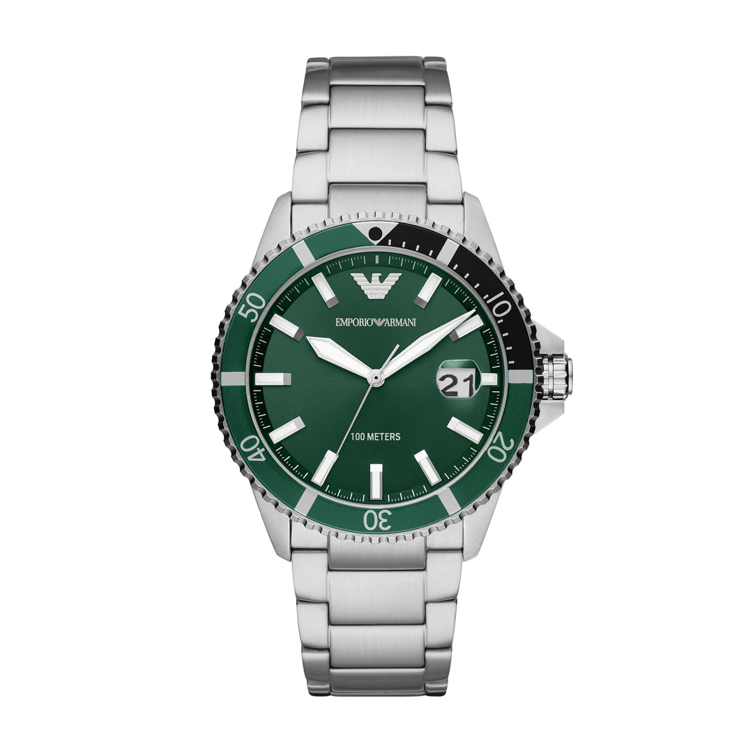 Emporio Armani relógio dos homens Diver verde 42 milímetros de aço de quartzo AR11338