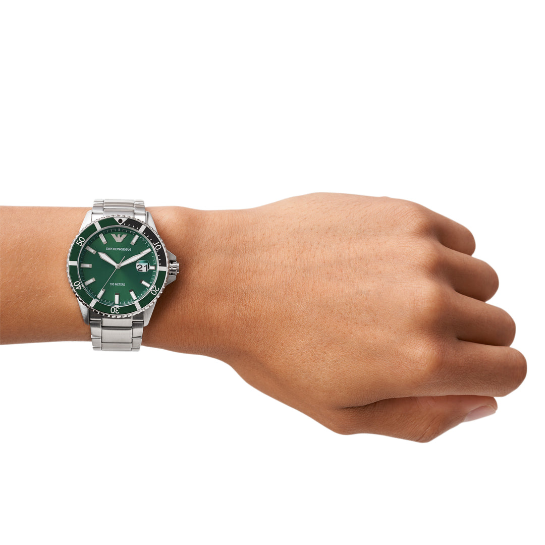 Часы Emporio Armani мужские Diver зеленый 42 мм кварцевая сталь AR11338