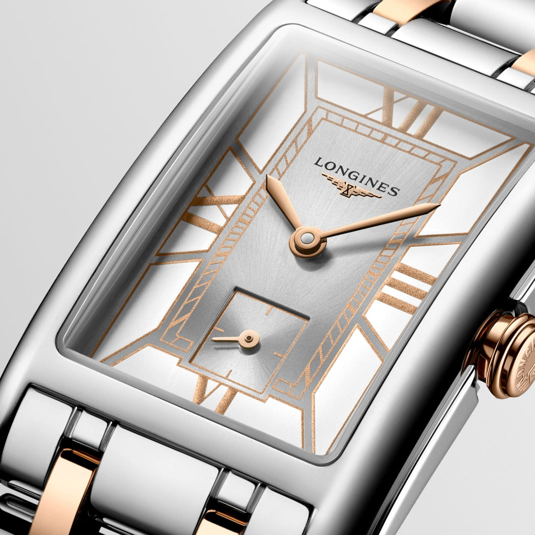 लॉन्गिन घड़ी DolceVita 23.30x37.00mm सफेद क्वार्ट्ज स्टील और 18kt गुलाबी सोना L5.512.5.75.7
