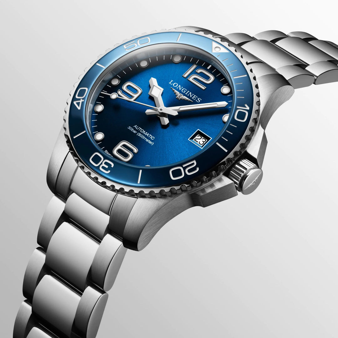 Longines relógio HydroConquest 39 milímetros azul automático de aço L3.780.4.96.6