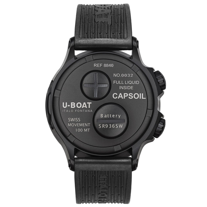 U-BOAT 시계 Capsoil 더블 타임 DLC 그린 인페셔널 45mm 블랙 스틸 8840