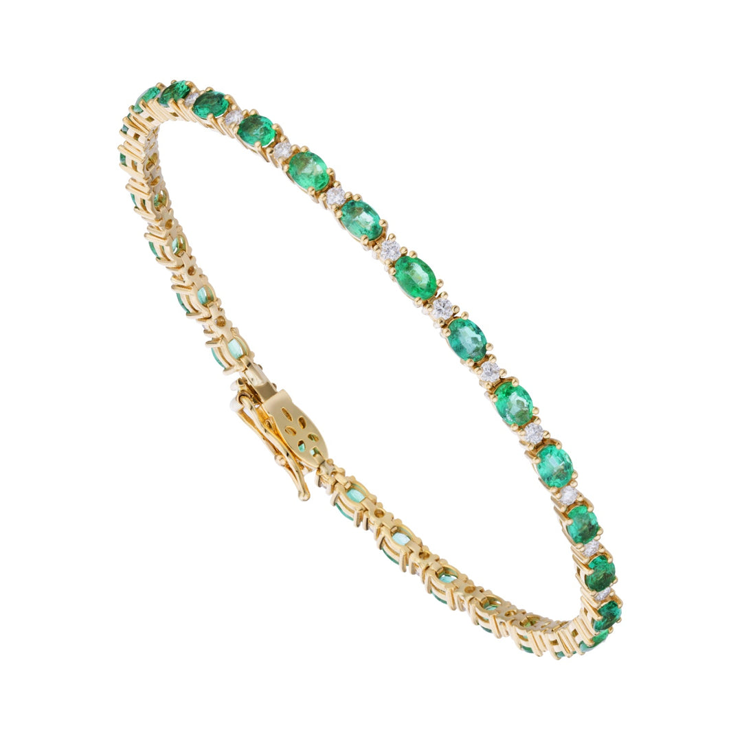 Bracelet agus diamaint Emerald Oval Golay