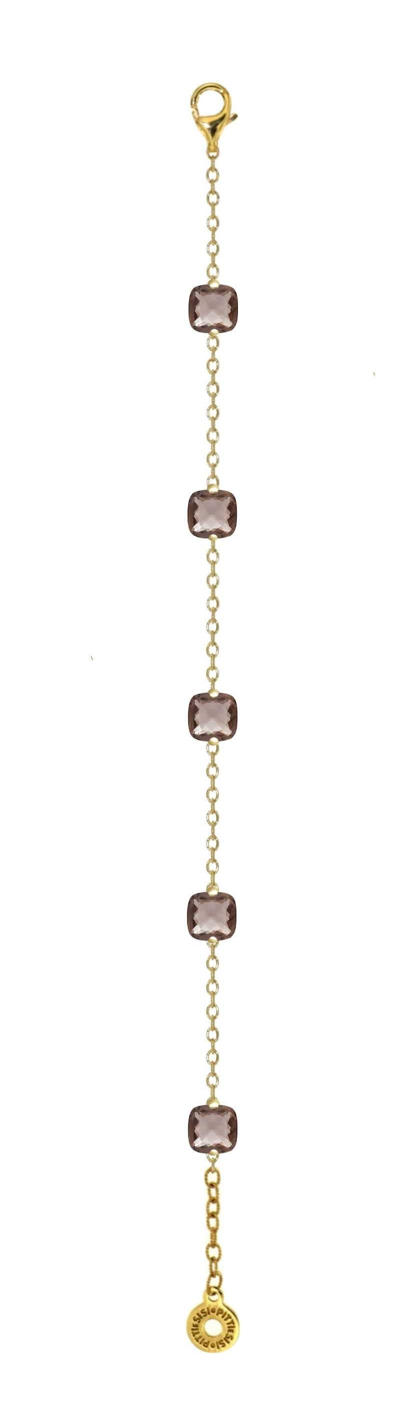 Bracelet arc-en-ciel Pitti et Sisi en argent 925 finition PVD or jaune quartz fumé BR 9590G/057
