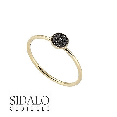 Sidalo anello Tondino oro giallo 18kt 1,20g diamanti black 0,06ct 0346A - Gioielleria Capodagli