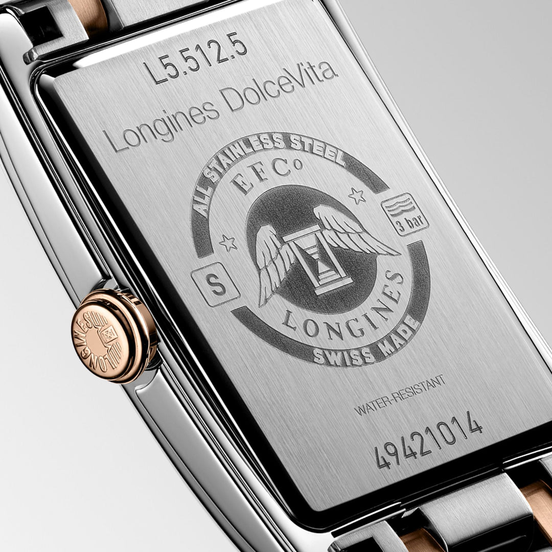 Longines Dolcevita Watch 23.30x37,00 Weißer weißer Quarzstahl und Gold Gold 18KT L5.512.5.75.7