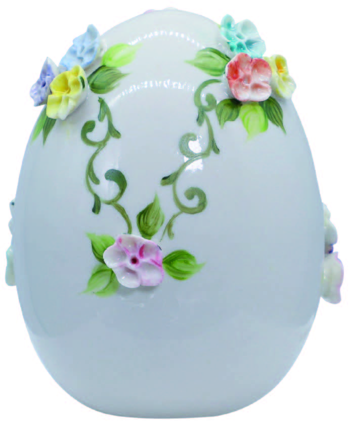 Sbordone eggfargede blomster ø10cm H.14cm porselen laget i Italia UO45/2