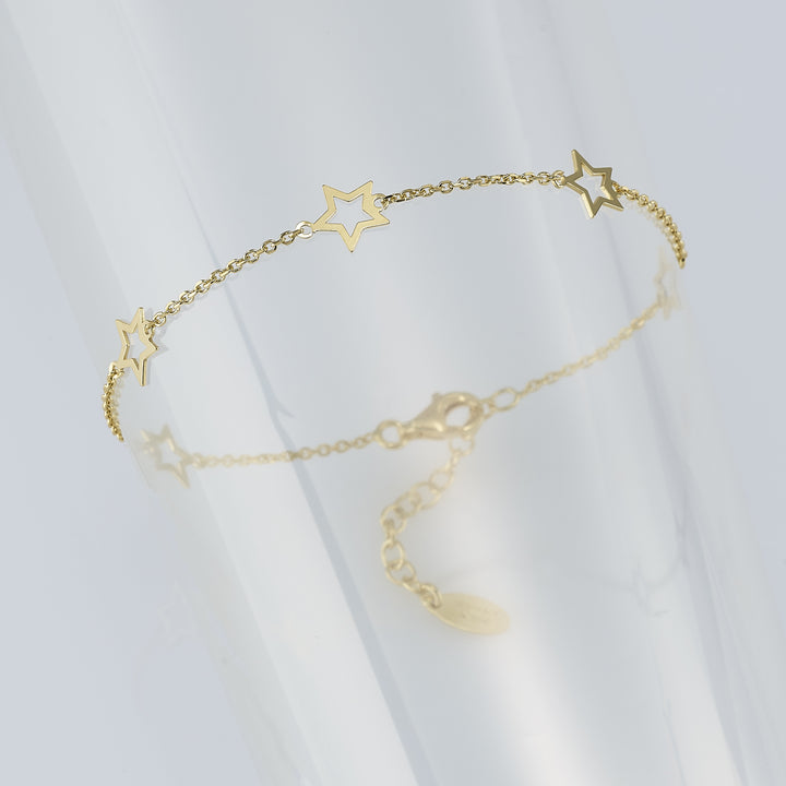 Capodagli 5-stjerners armbånd med 925 sølvtråd PVD finish gult gull-hjerne-br-