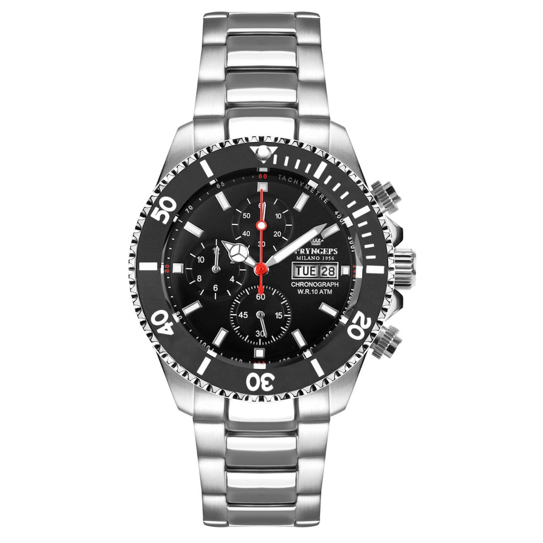 Prygeps Средиземноморские часы Chrono Sub Professional 100M 42mm черный стальной кварцевый CR636 N/N