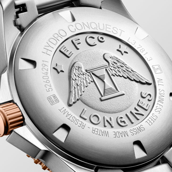 Reloj Longines HydroConquest 41mm gris acero automático acabados PVD oro rosa L3.781.3.78.7.7