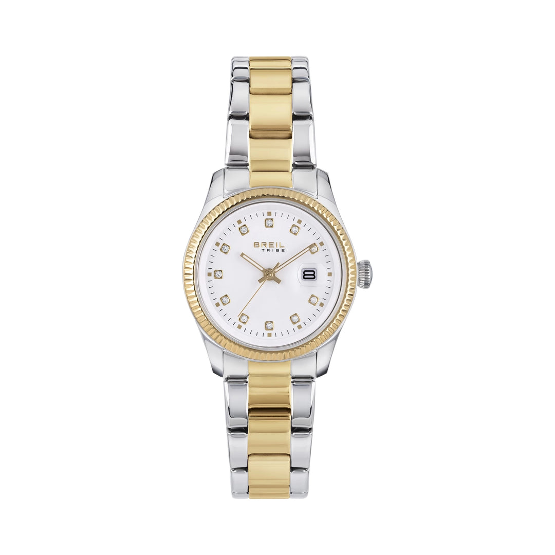 Breil relógio Classsic Elegância 30 milímetros branco quartzo acabamentos de aço IP ouro EW0601
