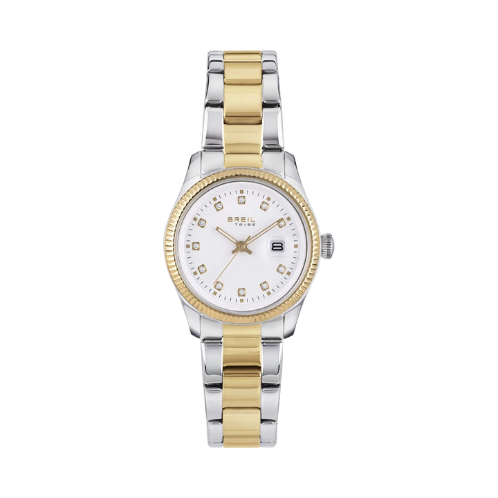 Breil Classic Elegance 30 mm zegarek biały kwarc stalowy ip złota wykończenia EW0601