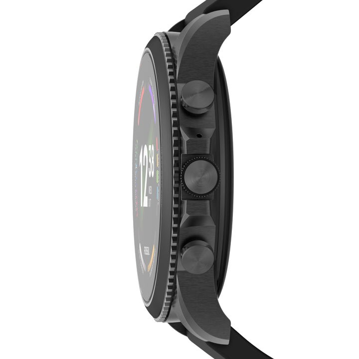 Fossil Gen 6智能手表,黑色硅胶表带FTW4061
