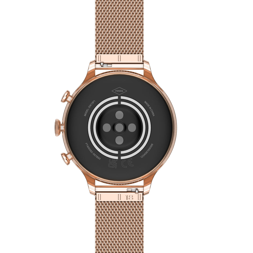 Fossil Smartwatch Gen 6 Se med armbånd i ståltrøye rosa gull ftw6082