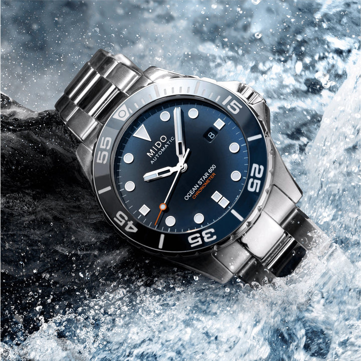 Mido घड़ी महासागर स्टार 600 Chronometer सीओसी 43.5mm नीला स्वत: स्टील M026.608.11.041