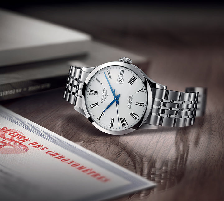 Longines orologio Record Collection 38,5mm bianco automatico acciaio L2.820.4.11.6 - Gioielleria Capodagli