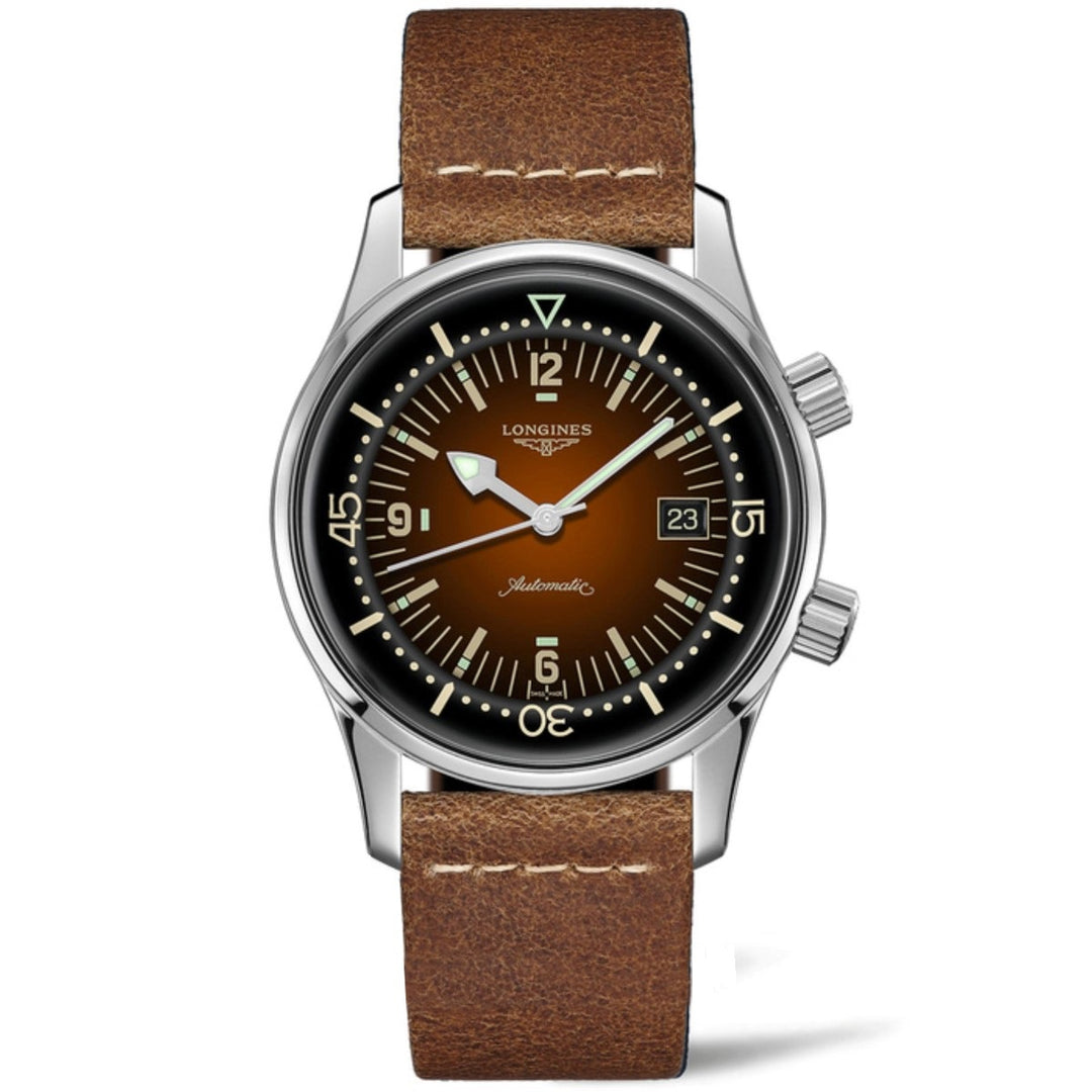 Longines orologio Heritage Legend Diver Tropical Watch 42mm marrone automatico acciaio L3.774.4.60.2 - Gioielleria Capodagli