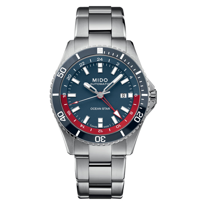 Mido घड़ी महासागर स्टार GMT विशेष संस्करण 44mm नीला स्वत: स्टील M026.629.11.041.00