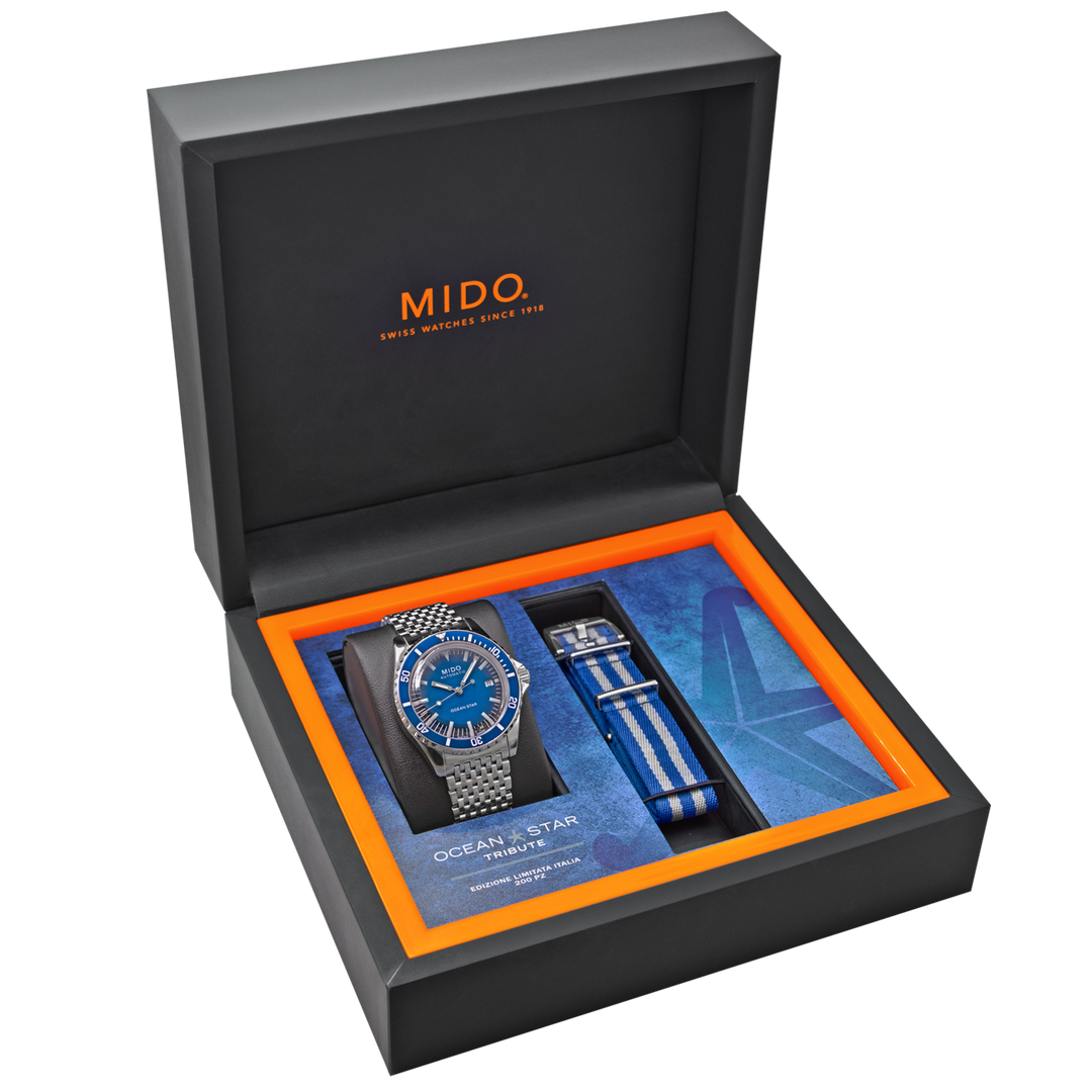 Mido Ocean Star Tribute Limited Edition 200pz 40mm Blåt automatisk stål