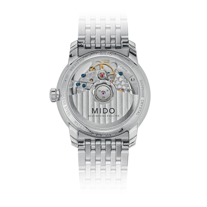 Mido relógio Baroncelli Heritage Lady 33 milímetros de aço automático branco M027.207.11.016.00