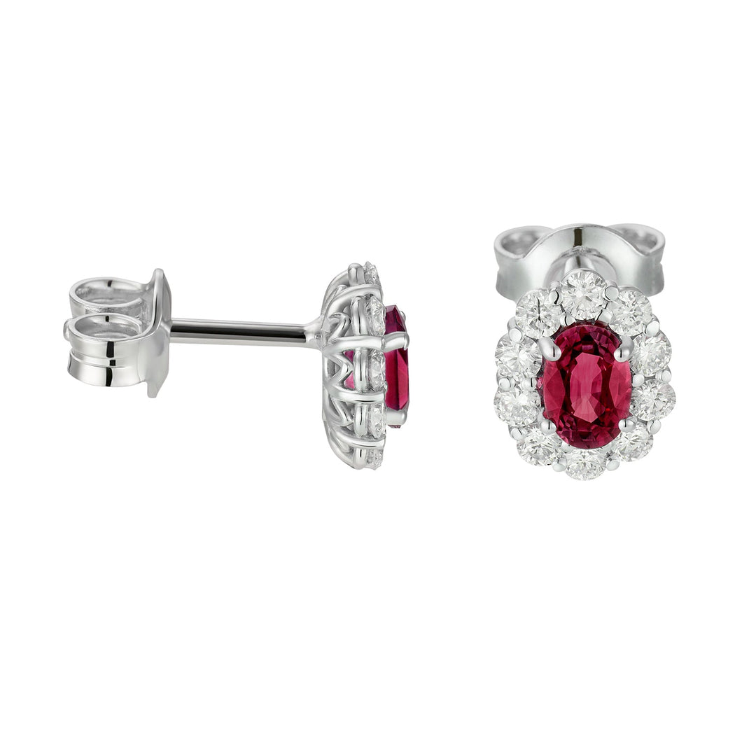 Golay 4x5 oval rubini øreringer og diamanter