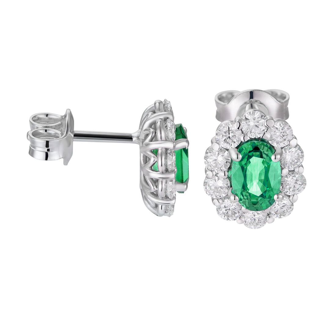 Golay 6x5 Ovale Emerald Oorbellen en Diamanten