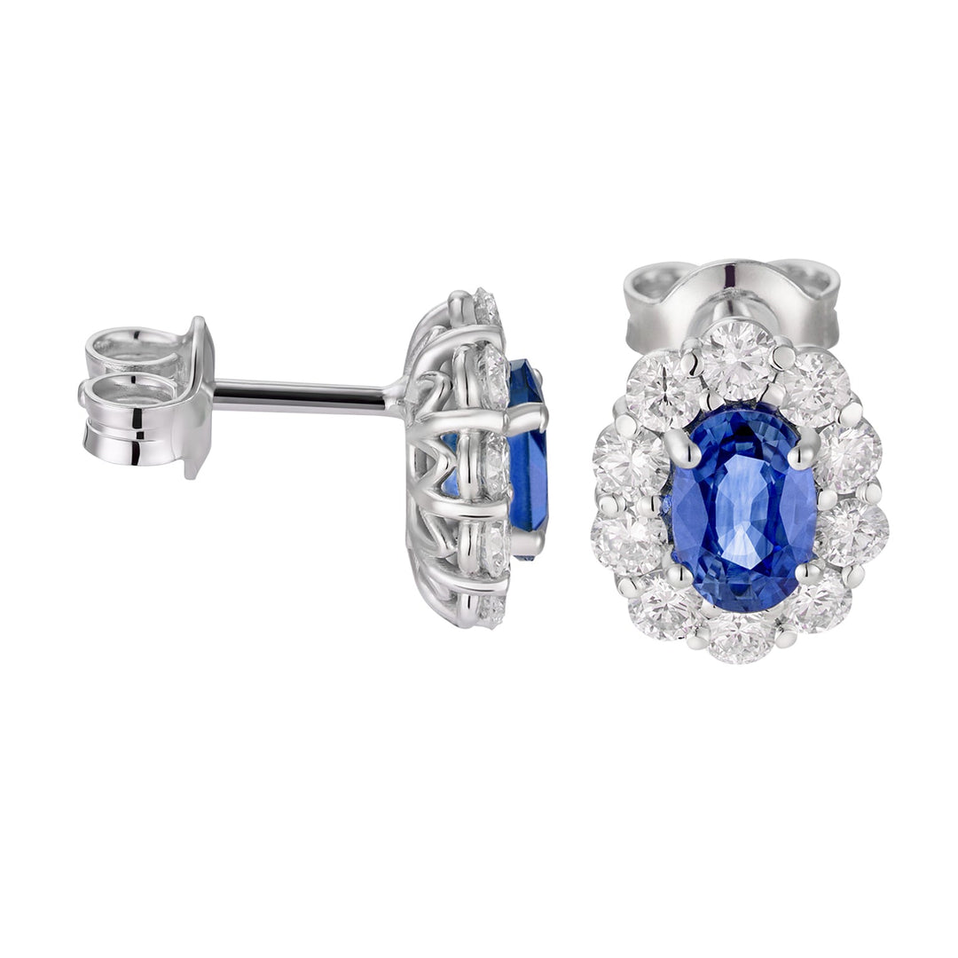 Golay 蓝宝石耳环 6X5 椭圆形和钻石