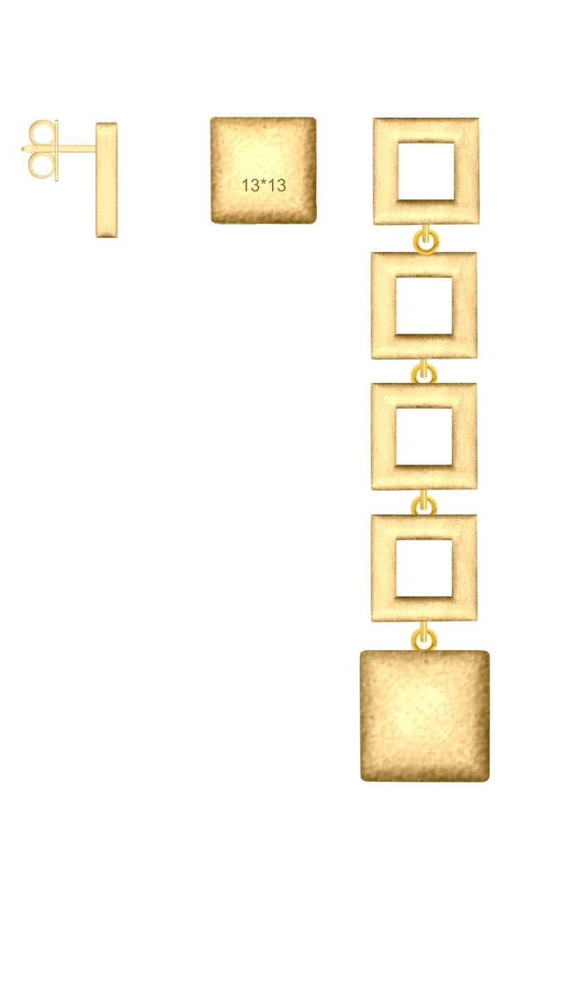 पिटी और Sisi बालियां Geometrika 925 सिल्वर फिनिश पीवीडी पीला सोना या 9495G-5 एम