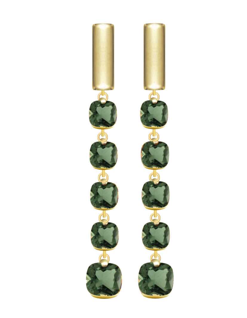 Pitti og Sisi Rainbow Earrings 925 Silver Finish PVD Yellow Green Quartz eller 9597G/069