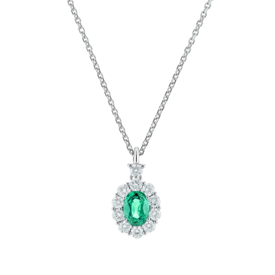 Golay Oval Emerald přívěsek 5x4 a diamanty a obsazení