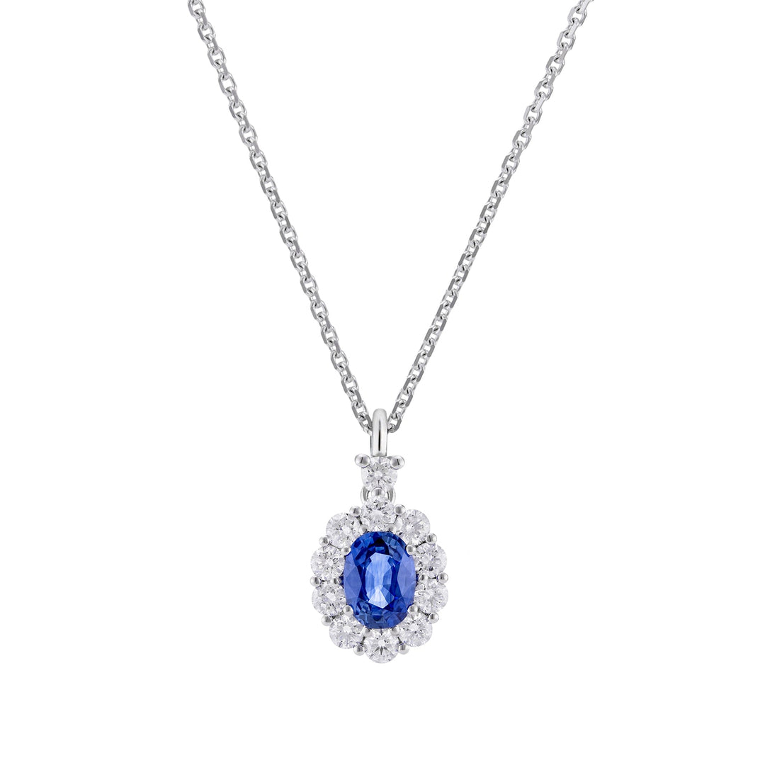 Golay 5x4 Oval Sapphire Pendant and Diamonds and Cast