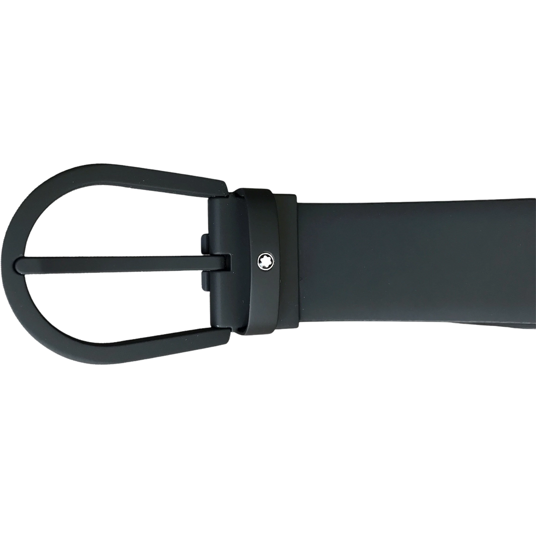 Montblanc حزام مشبك أسود مطاطي والجلد الأسود مطاطي 129431