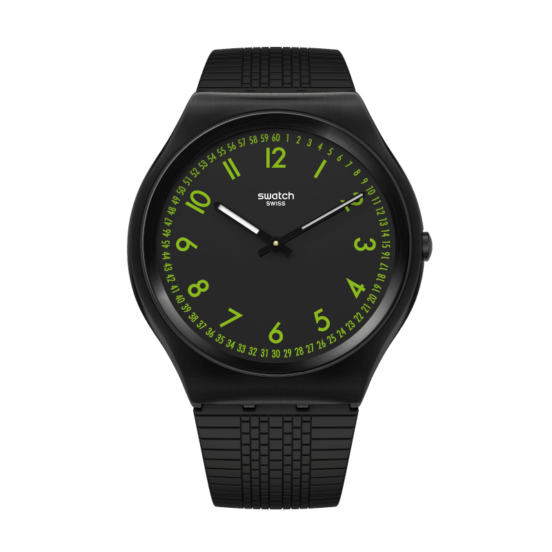 Swatch مصبوبة بالجلد الأخضر البشرة المفارقة 42 مم SS07B108