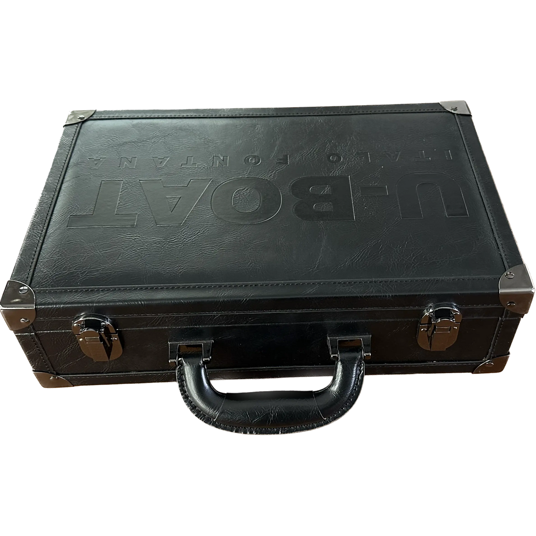 Черный кожаный чемодан U-BOAT с 5 дорожными часами UBOAT-001